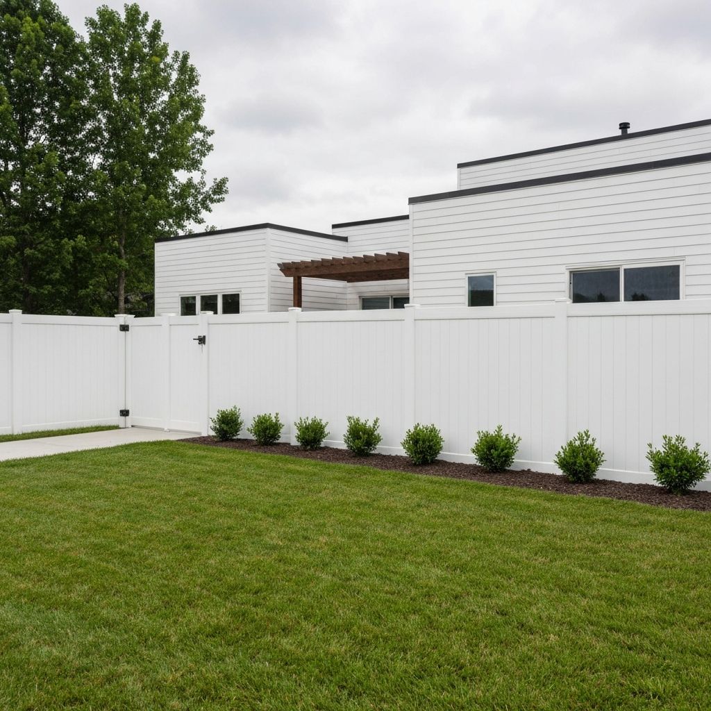 White vinyl privacy fence
